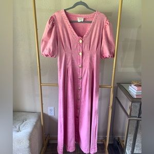 Pink denim dress